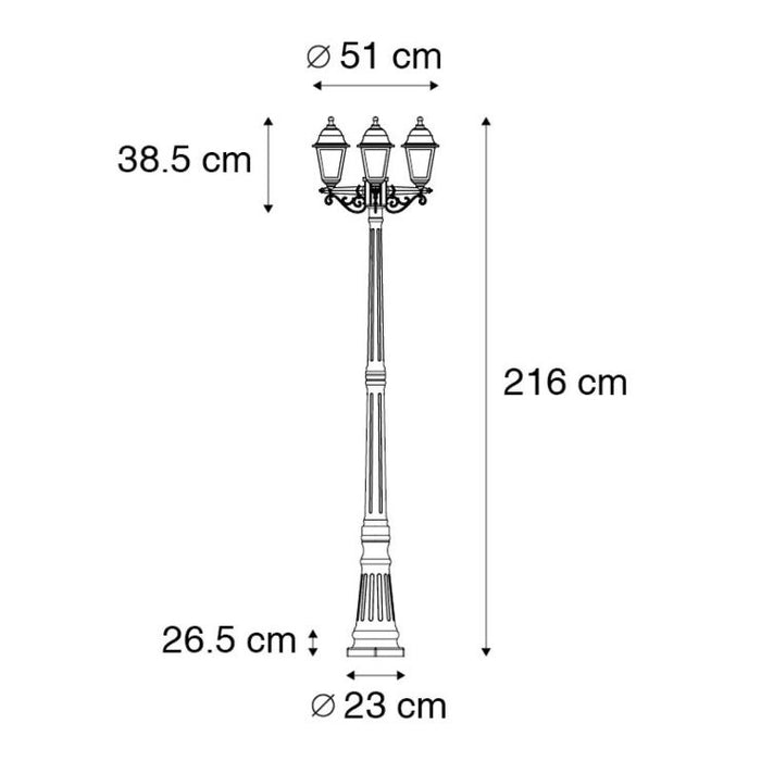 QAZQA Smart lantaarn antiek goud 3-lichts IP44 incl. Wifi ST64 -