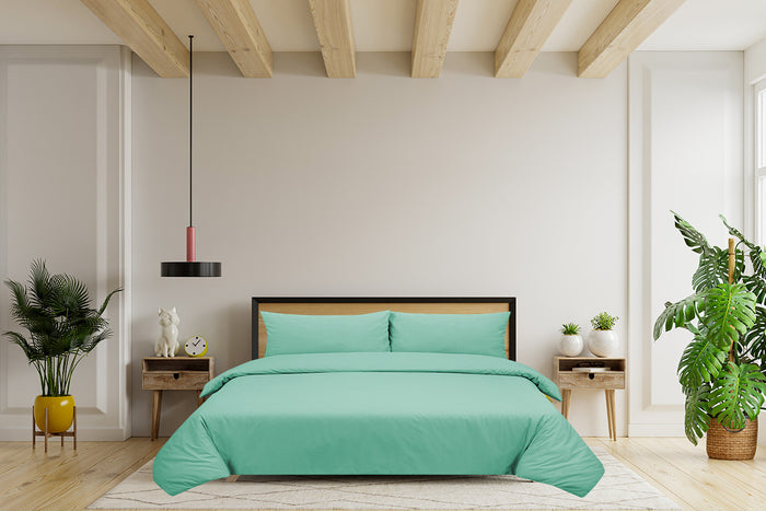 Seashell Dekbedovertrek Uni - 200x200|220cm - mint groen