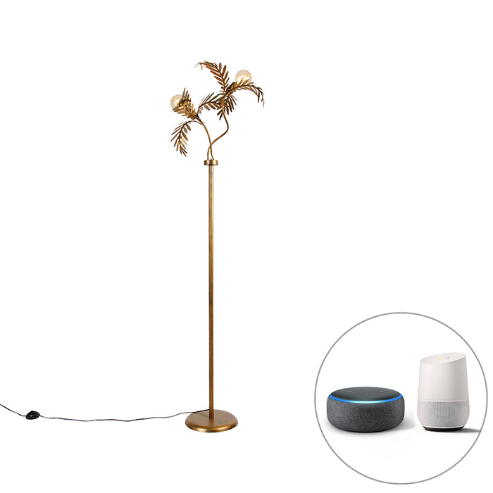 QAZQA Smart vloerlamp goud 187 cm incl. 2 Wifi G95 - Botanica