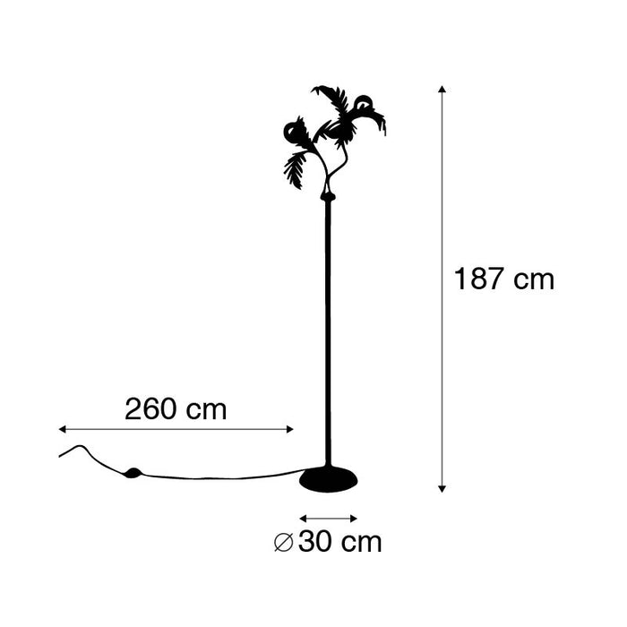 QAZQA Smart vloerlamp goud 187 cm incl. 2 Wifi G95 - Botanica