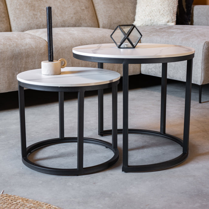 Dimehouse Salontafel set van 2 Paige marmer wit rond