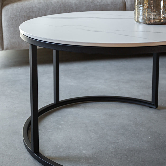 Dimehouse Salontafel set van 2 Trevor marmer wit rond