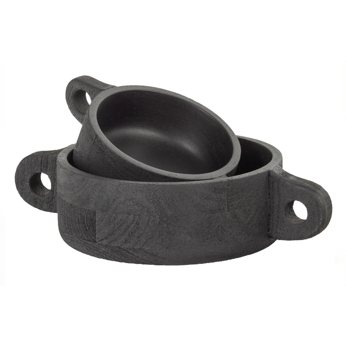 WOOOD Hari Schaal - Mango Hout - Zwart - 7x27x17