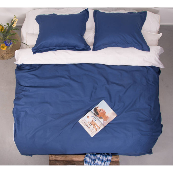 Seashell Dekbedovertrek katoensatijn 140x200|220cm - blauw wit