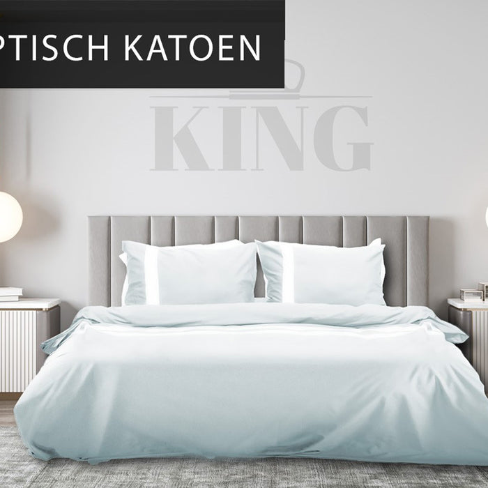 Dekbedovertrek stripe - Egyptisch katoen - 140x200 - l.bl|wit