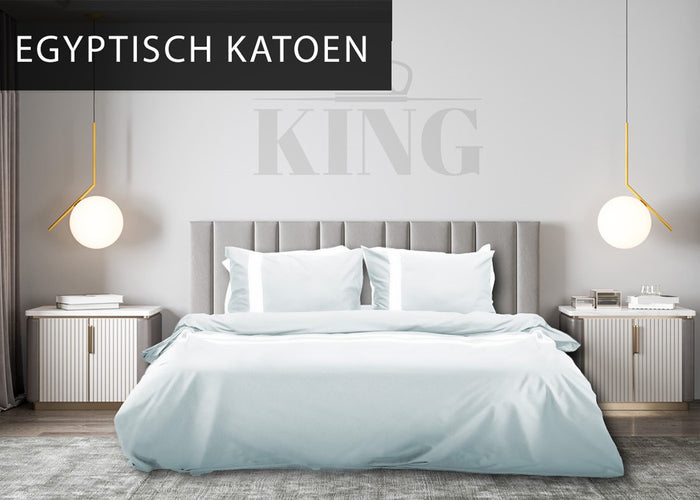 Dekbedovertrek stripe - Egyptisch katoen - 140x200 - l.bl|wit