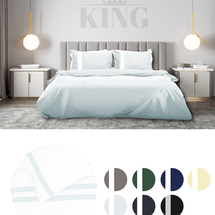 Dekbedovertrek stripe - Egyptisch katoen - 140x200 - l.bl|wit