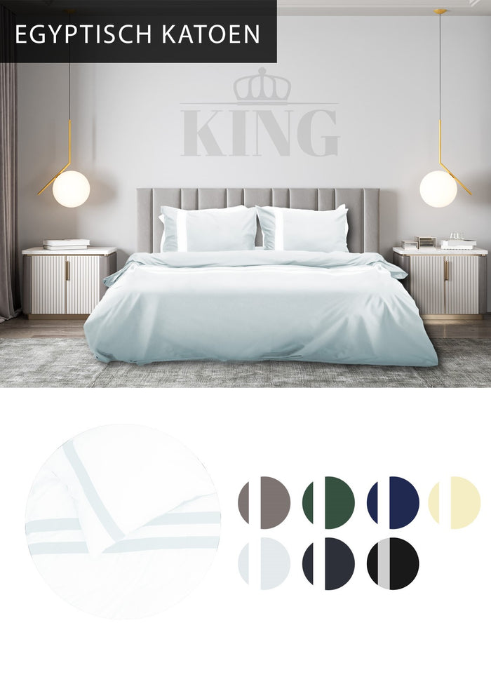 Dekbedovertrek stripe - Egyptisch katoen - 140x200 - l.bl|wit