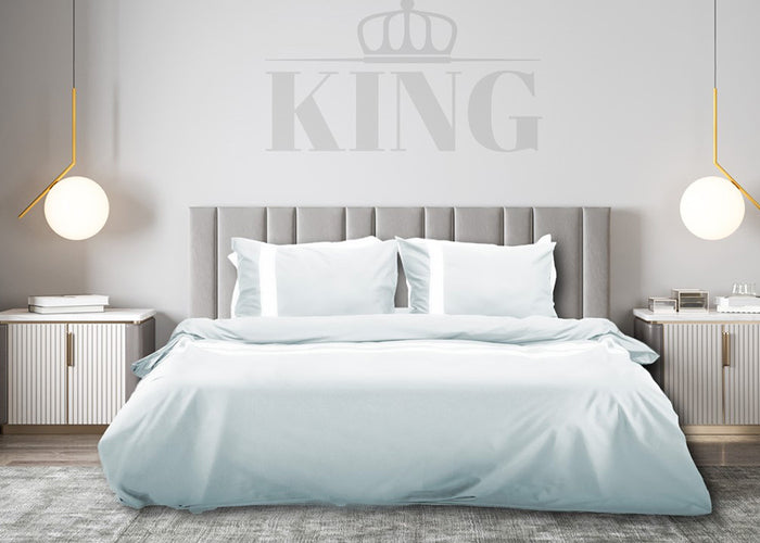 Dekbedovertrek stripe - Egyptisch katoen - 140x200 - l.bl|wit