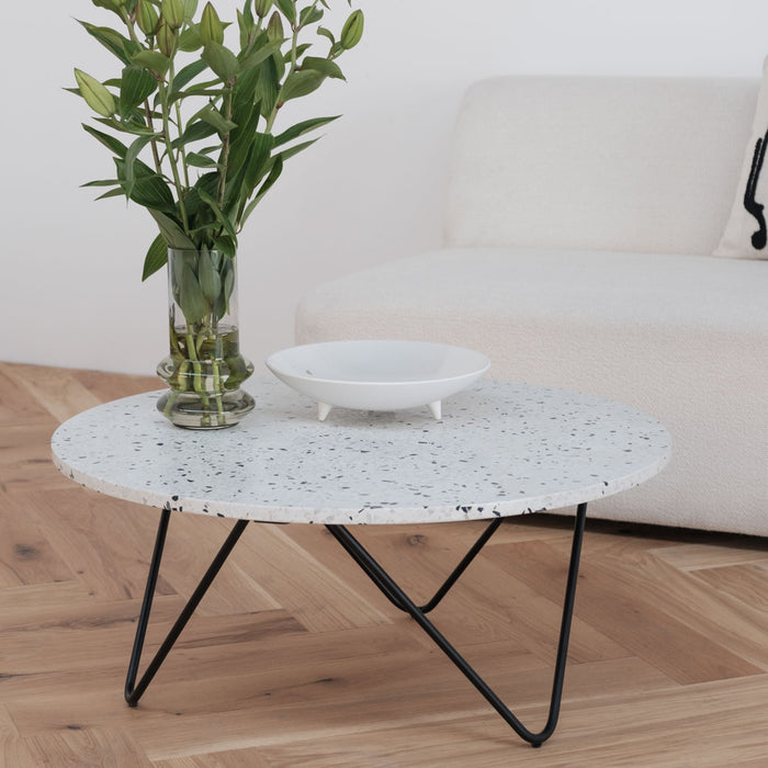 Furnified - Salontafel - Kay - Wit|Zwart Terrazzo - 80×80×35cm