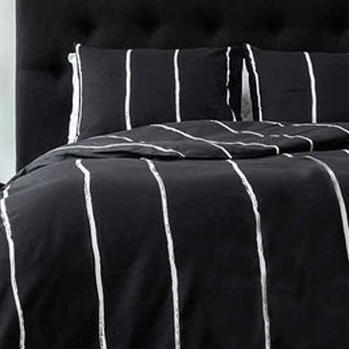 Seashell Fair Dekbedovertrek - 140x200cm - antraciet lily streep