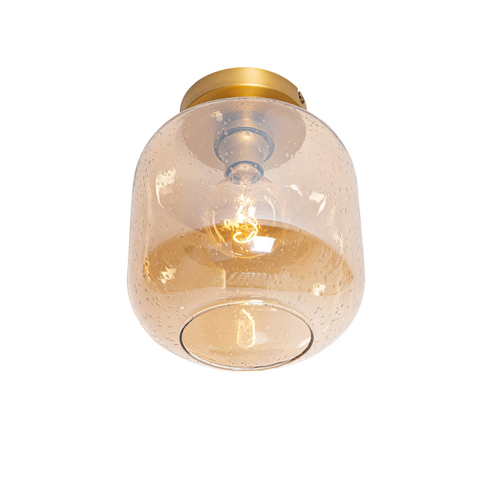QAZQA Design plafondlamp messing en amber glas - Zuzanna
