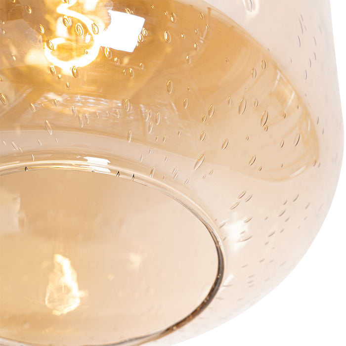 QAZQA Design plafondlamp messing en amber glas - Zuzanna