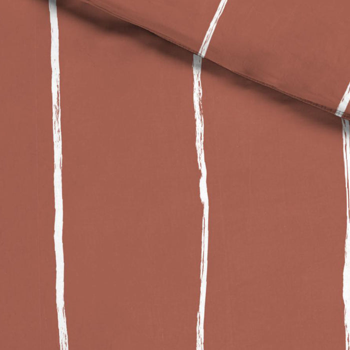 Seashell Fair Dekbedovertrek - 140x200cm - terracotta lily streep