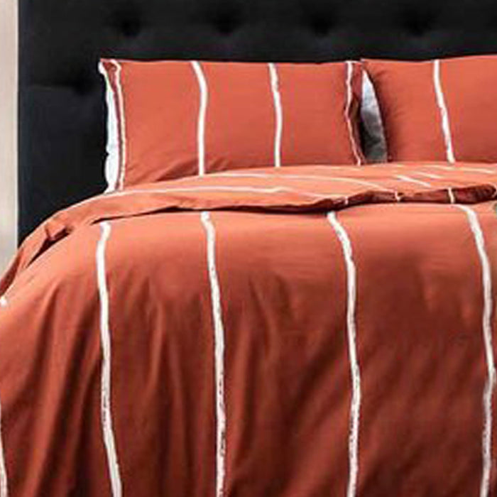 Seashell Fair Dekbedovertrek - 140x200cm - terracotta lily streep