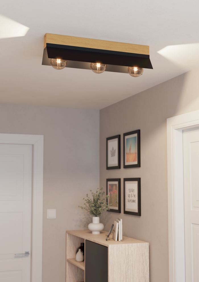 EGLO Tarrafo Plafondlamp - E27 - 64 cm - Zwart|Bruin