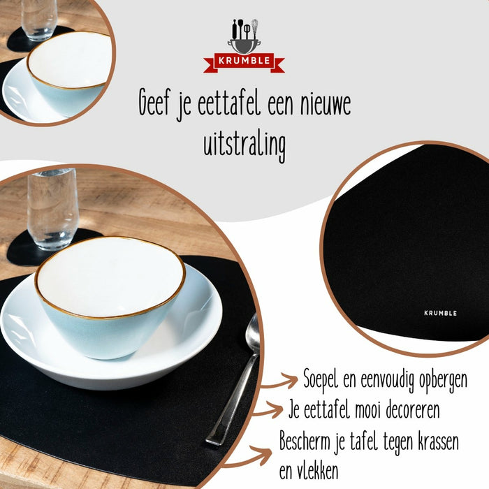 Krumble Placemat set design - 2 stuks - Zwart