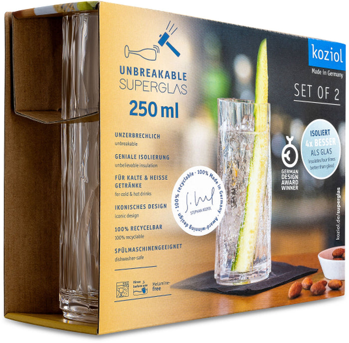 Koziol - Club No.3 - Superglas - 250ml - Longdrink - Set van 2
