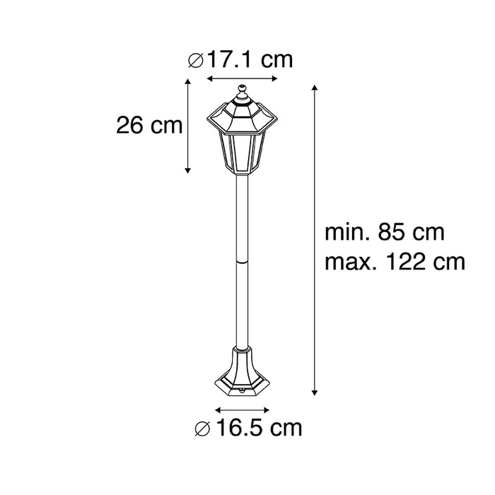 QAZQA Smart lantaarn zwart 122 cm incl. Wifi ST64 - New Haven