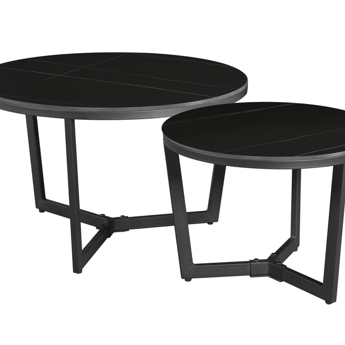 Dimehouse Salontafel set van 2 Brady marmer zwart rond