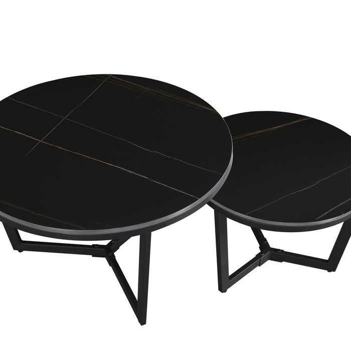 Dimehouse Salontafel set van 2 Brady marmer zwart rond