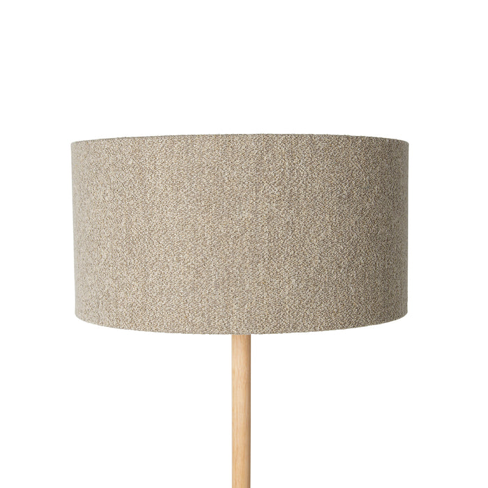 QAZQA Landelijke vloerlamp hout met boucle kap taupe - Mels
