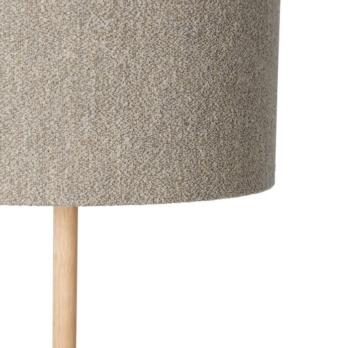 QAZQA Landelijke vloerlamp hout met boucle kap taupe - Mels