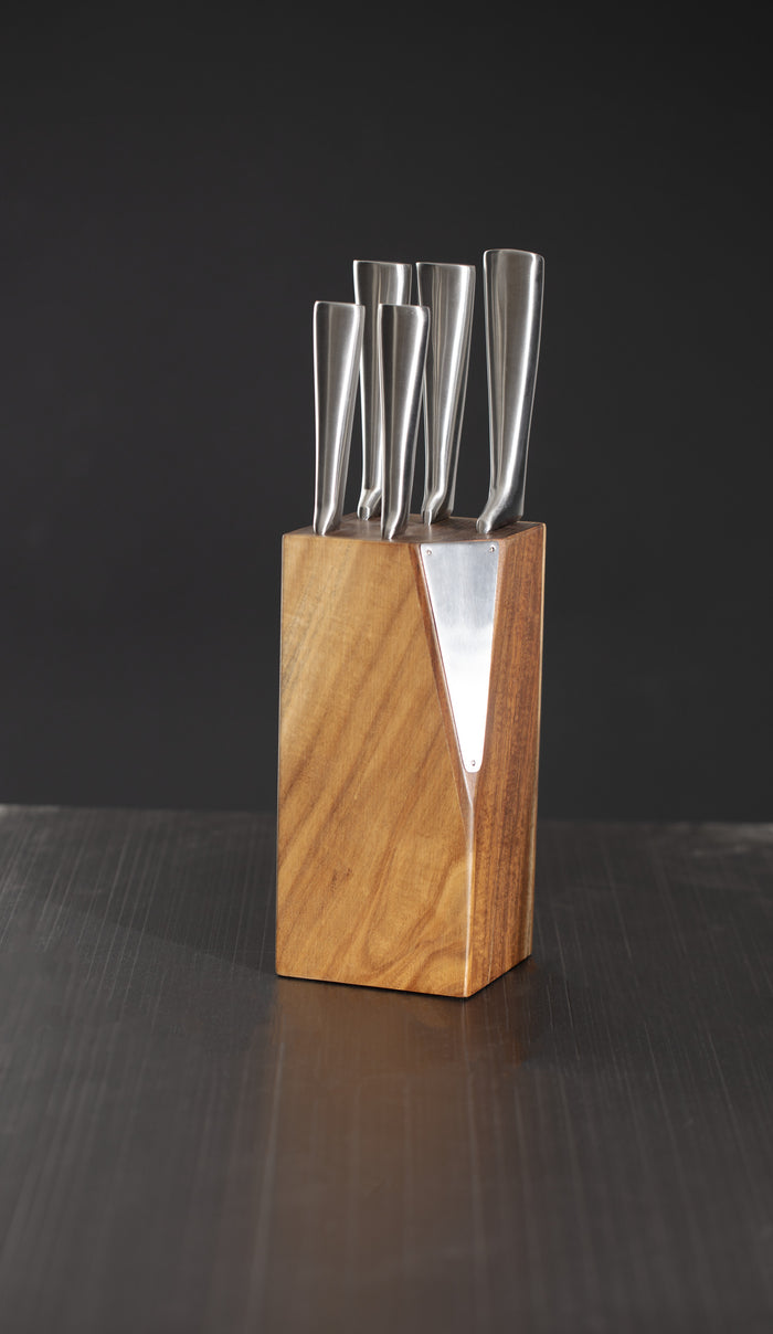 Messenset met Messenblok van Acacia 6-delig