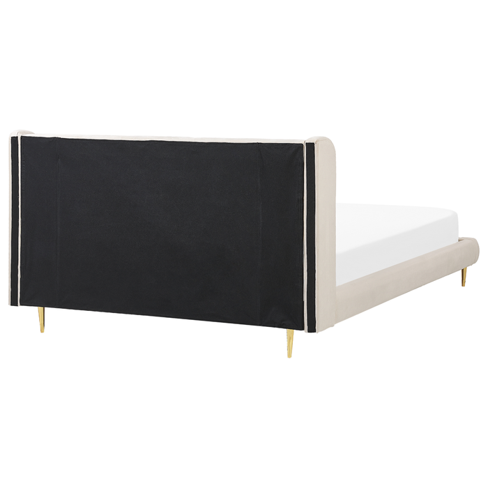 Beliani - FORBACH - Tweepersoonsbed - Beige - 180 x 200 cm - Fluweel