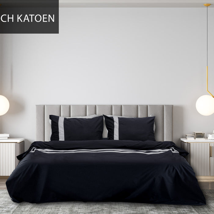 Dekbedovertrek stripe - Egyptisch katoen - 140x200 - zwart|grijs