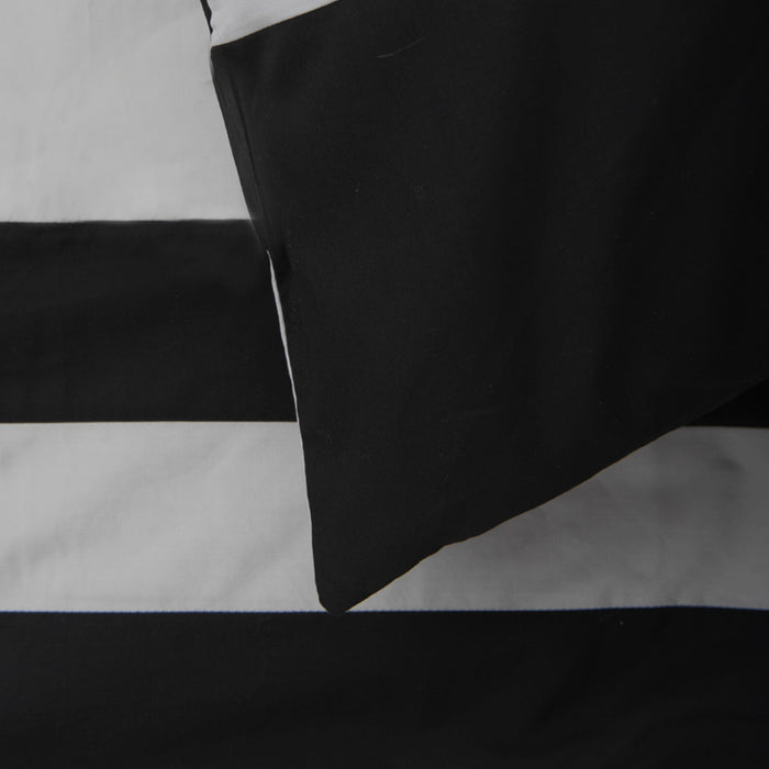 Dekbedovertrek stripe - Egyptisch katoen - 140x200 - zwart|grijs