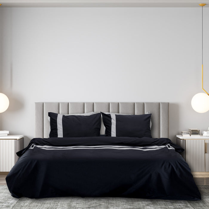 Dekbedovertrek stripe - Egyptisch katoen - 140x200 - zwart|grijs