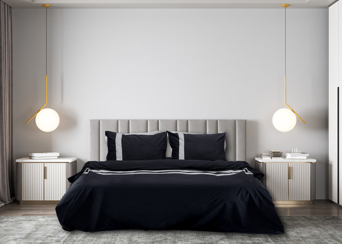 Dekbedovertrek stripe - Egyptisch katoen - 140x200 - zwart|grijs