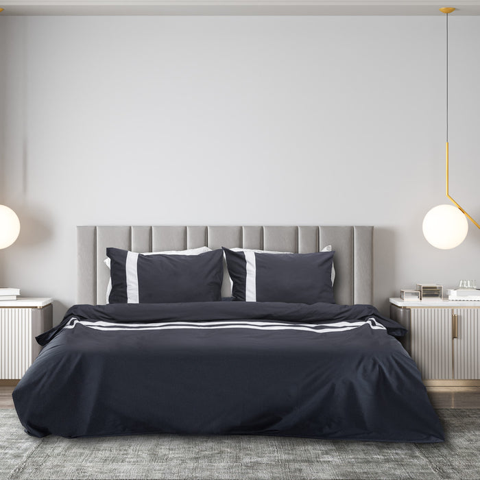 Dekbedovertrek stripe - Egyptisch katoen - 140x200|220 - antraciet|wit