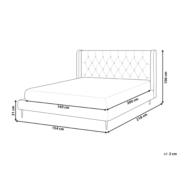 Beliani - FORBACH - Tweepersoonsbed - Beige - 140 x 200 cm - Fluweel