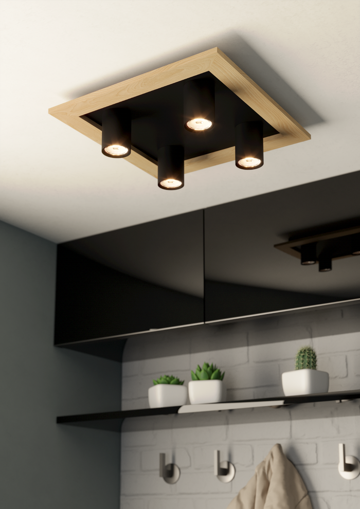 EGLO Valcasotto 1 Plafondlamp - GU10 - 37 cm - Zwart|Bruin