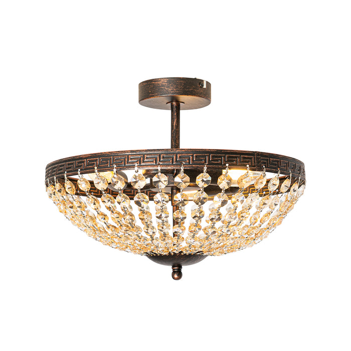 QAZQA Klassieke plafondlamp brons en kristal 3-lichts - Mondrian