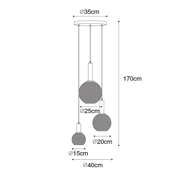 QAZQA Design hanglamp zwart met smoke glas 3-lichts - Chico