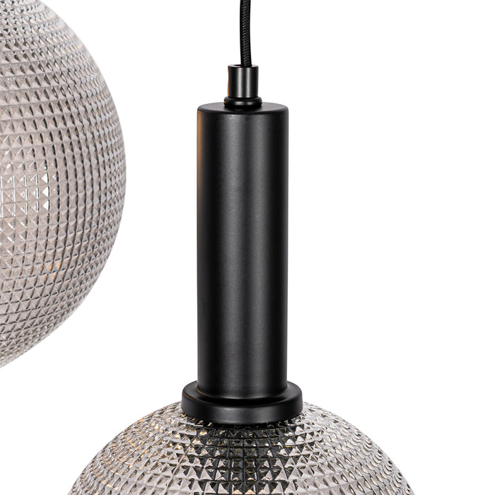 QAZQA Design hanglamp zwart met smoke glas 3-lichts - Chico
