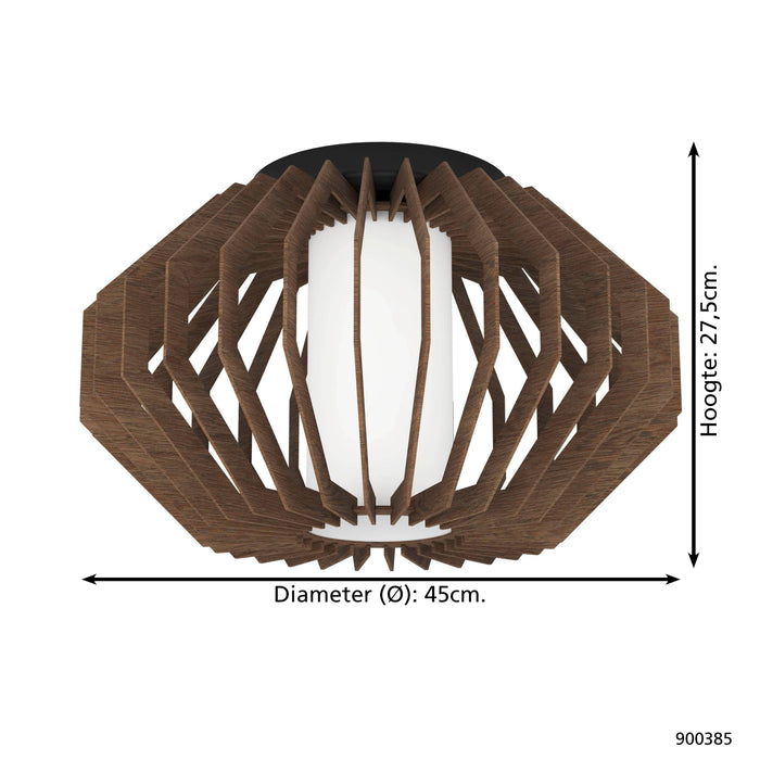 EGLO Rusticaria Plafondlamp - E27 - Ø 45 cm - Zwart|Bruin|Wit