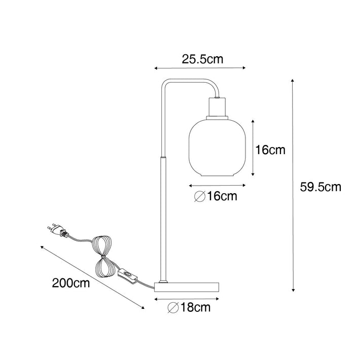 QAZQA Design tafellamp zwart met messing en amber glas - Zuzanna