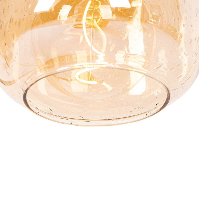 QAZQA Design tafellamp zwart met messing en amber glas - Zuzanna