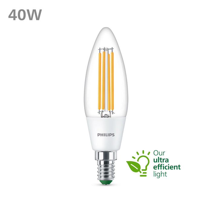 Philips LED Ultra Efficient kaars lamp helder niet dimbaar (2-pack) -…