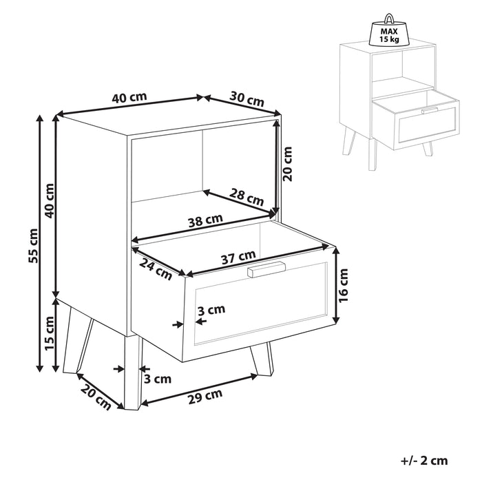 Beliani - SENEY - Nachtkastje - Lichtbruin - Paulowniahout