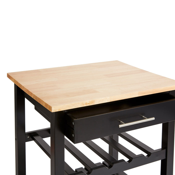 CASA DI ELTURO Keukentrolley met 1 lade op wielen - Zwart - L48 x B58