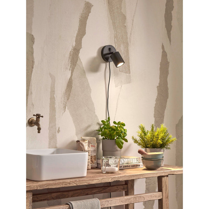 GOOD&MOJO Wandlamp Java - Bamboe Zwart - Ø12cm