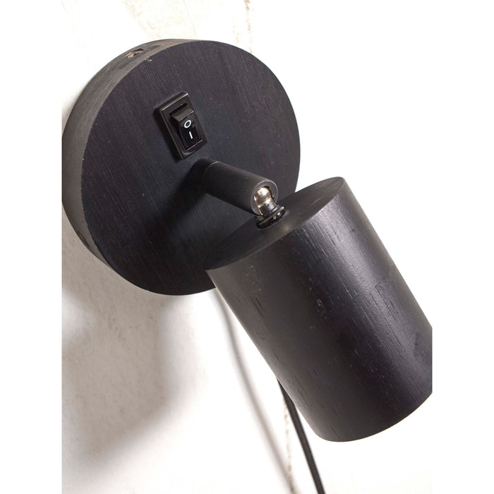 GOOD&MOJO Wandlamp Java - Bamboe Zwart - Ø12cm