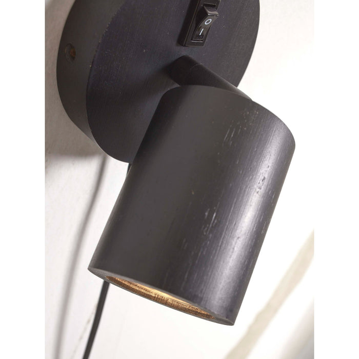 GOOD&MOJO Wandlamp Java - Bamboe Zwart - Ø12cm