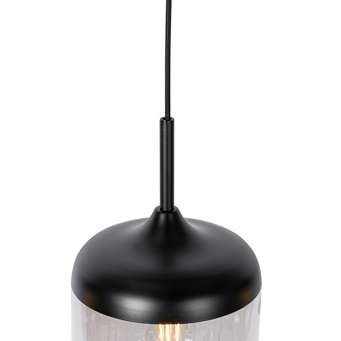 QAZQA Design hanglamp zwart met goud en smoke glas 4-lichts - Kyan