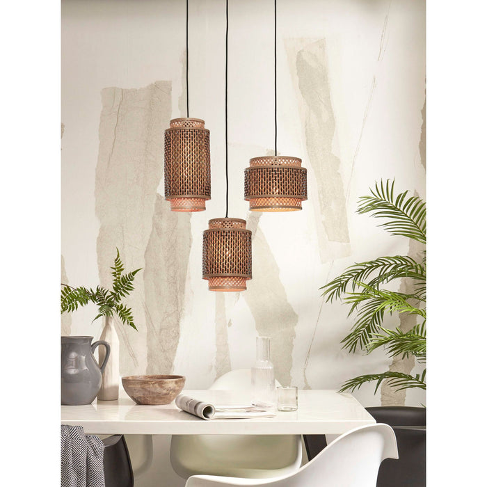 GOOD&MOJO Hanglamp Bhutan - Bamboe|Zwart - Ø18x25cm